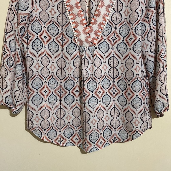 Ivanka Trump 3/4 Sleeve Blouse Popover Stretch Top V Neck Women's Size M - Picture 5 of 12